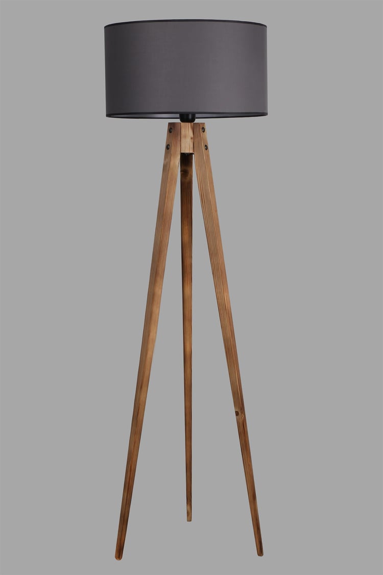 Lumexx Tripod Yanık Lambader Silindir Koyu Gri Abajurlu