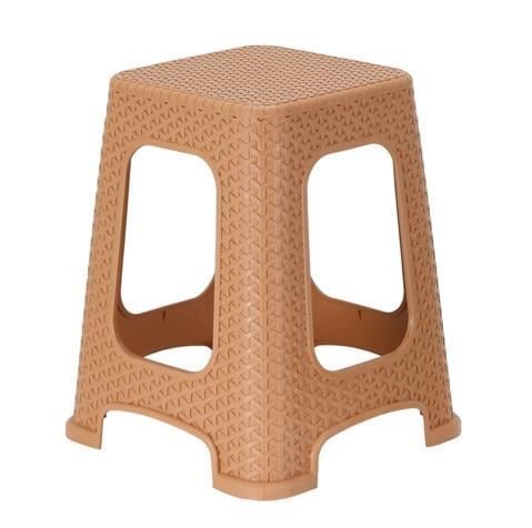 Mandella Sağlam Plastik Star Rattan Büyük Tabure (6 Adet) Tik