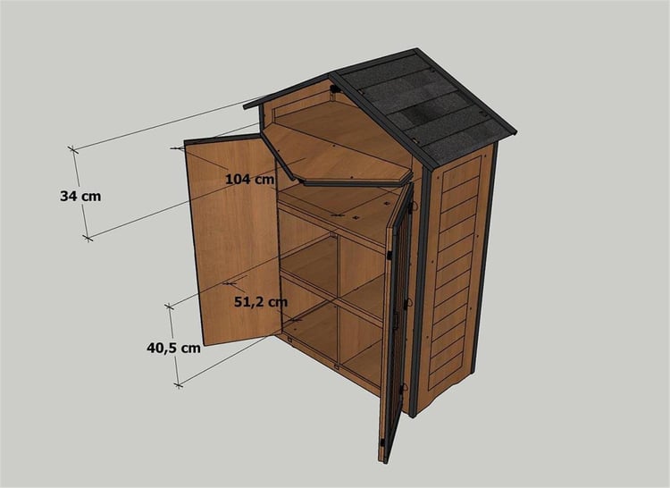 Mandu Ahşap Bahçe Depolama Dolabı 850 Lt-Mnd226