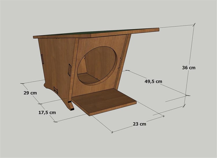 Mandu Ahşap Mini Kedi Evi (Yeni Doğan Evi)-Mnd215