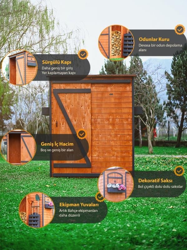 Mandu Ahşap Odunluklu Depolama Evi (Kiler) Mnd256