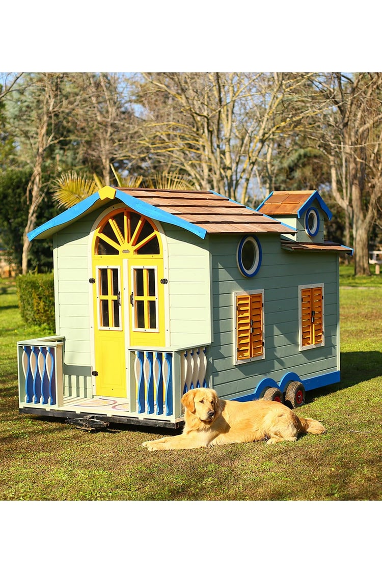Mandu Ahşap Tinyhouse Playhouse Römorklu Oyun Evi MND282 