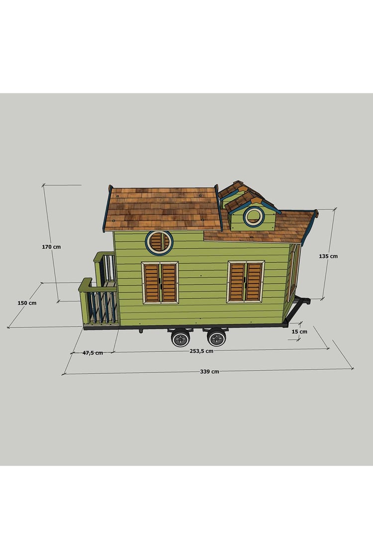 Mandu Ahşap Tinyhouse Playhouse Römorklu Oyun Evi MND282 
