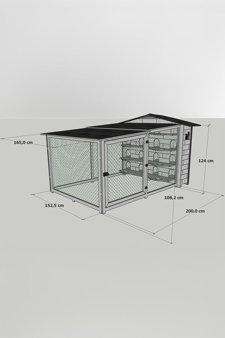Mandu Bahçeli Kedi Apartmanı (Kedi Evi) + Mama Kapları Hediye-Mnd222