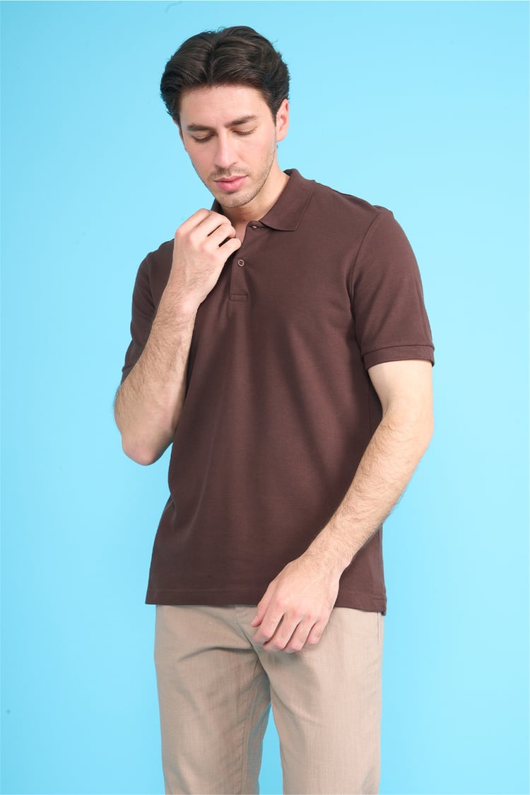 Mareteks 2652 Js Kahve Erkek Polo Yaka Basıc Pıke T-Shırt