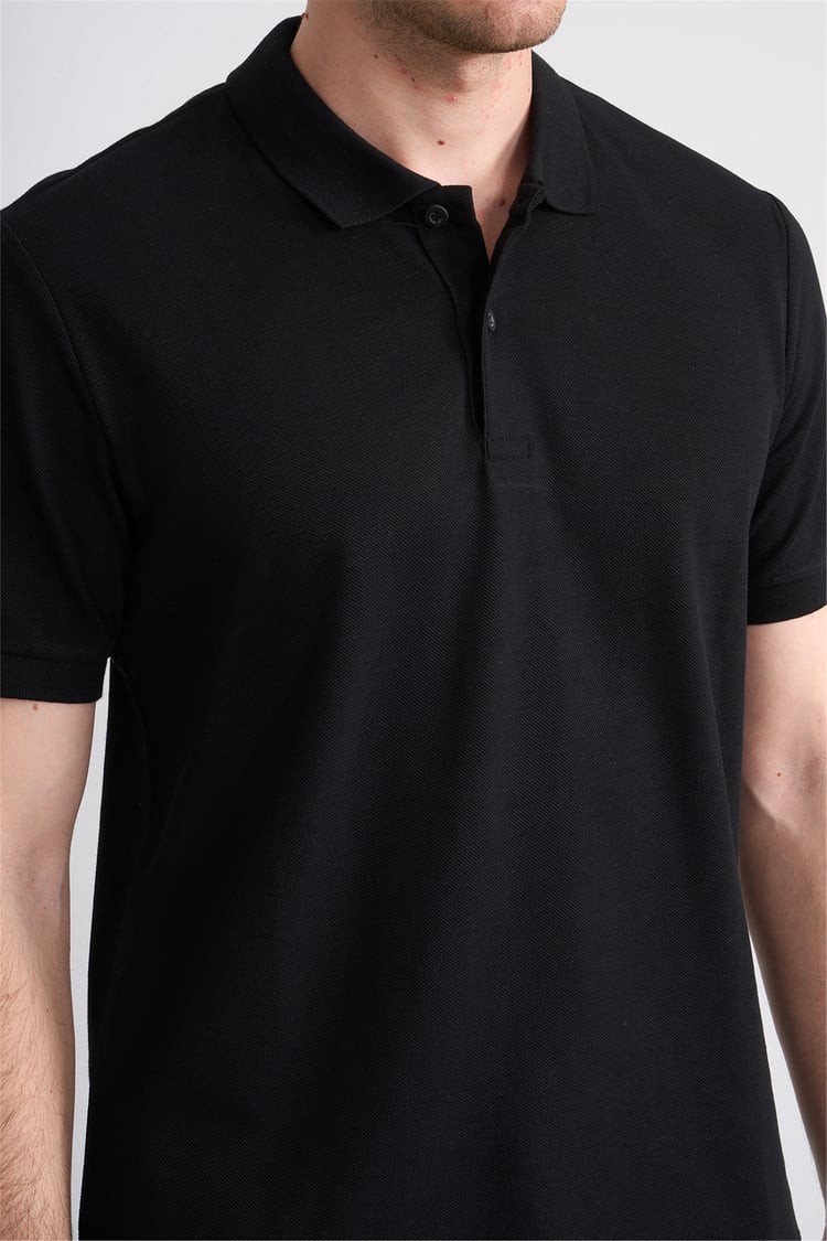 Mareteks 2652 Js Sıyah Erkek Polo Yaka Basıc Pıke T-Shırt