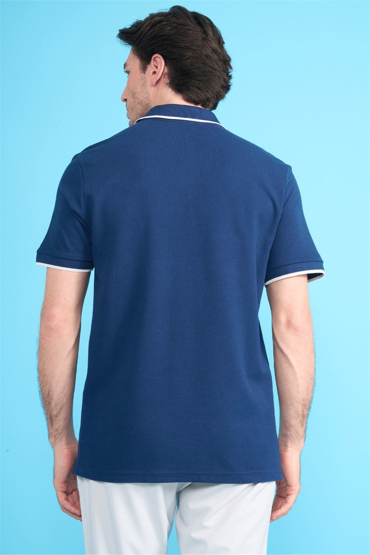Mareteks 2653 Js Indıgo Erkek Polo Yaka Garnılı Pıke T-Shırt