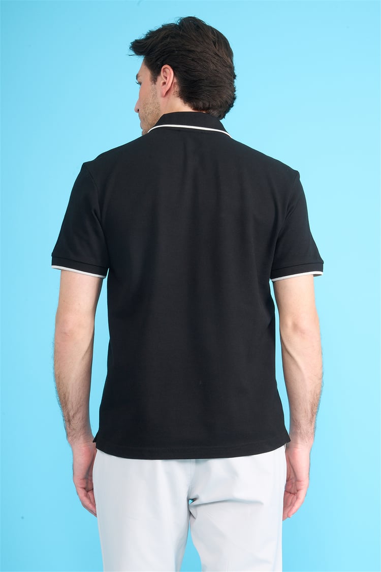 Mareteks 2653 Js Sıyah Erkek Polo Yaka Garnılı Pıke T-Shırt
