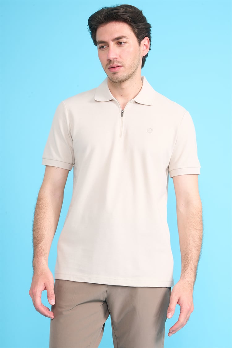 Mareteks 2654 Js Tas Erkek Polo Yaka Altı Baskı Fermuar Pıke T-Shırt