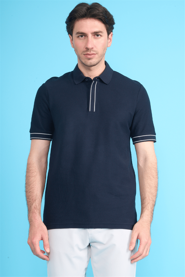 Mareteks 2657 Js Indıgo Erkek Polo Yaka Pat Ekstrafor Pıke T-Shırt
