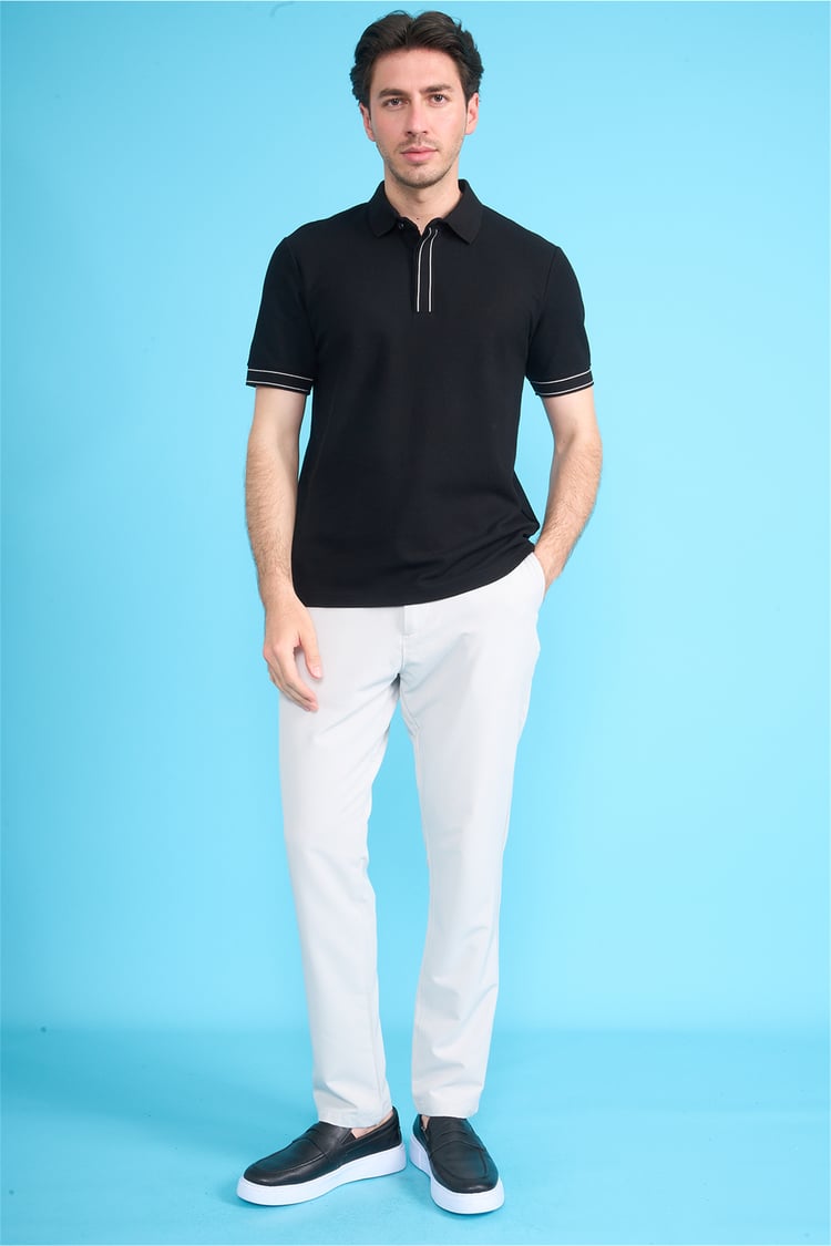 Mareteks 2657 Js Sıyah Erkek Polo Yaka Pat Ekstrafor Pıke T-Shırt