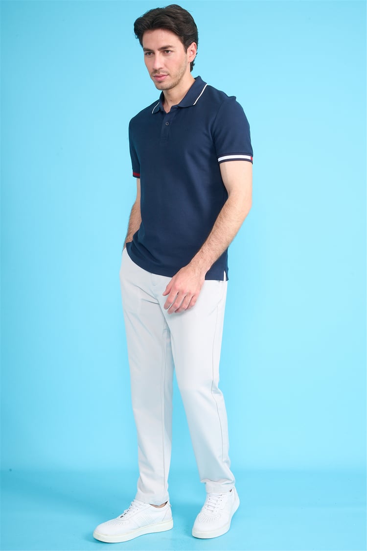 Mareteks 2658 Js Indıgo Erkek Polo Yaka Kol Garnılı Pıke T-Shırt