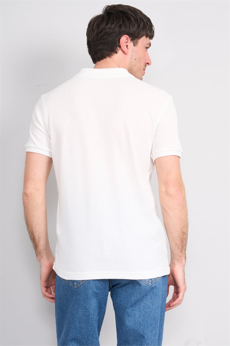 Mareteks 2660 Js Ekru Erkek Polo V Yaka Z Jakar T-Shırt