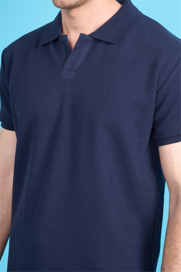Mareteks 2661 Js Indıgo Erkek Polo V Yaka Orme Slk T-Shırt