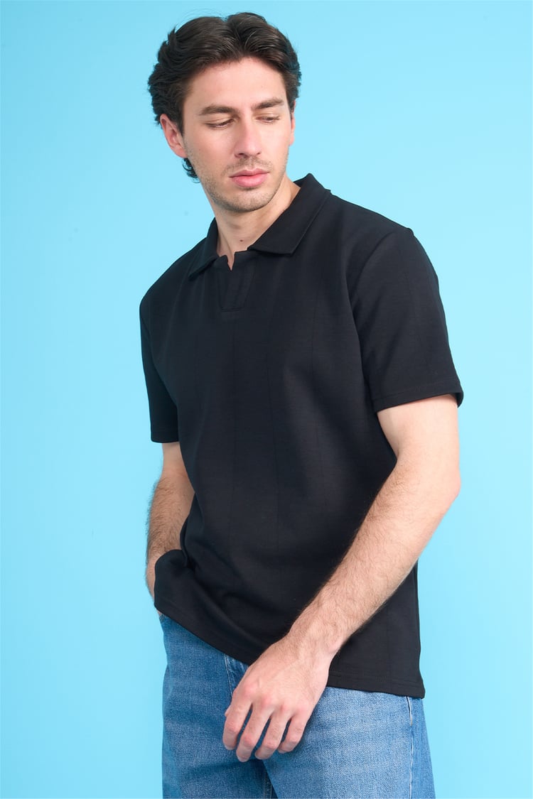 Mareteks 2664 Js Sıyah Erkek Polo V Yaka 40/1 Ib T-Shırt