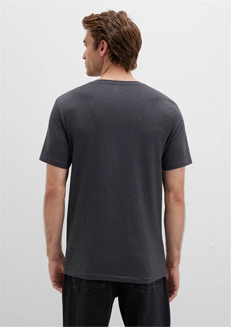 Mavi 061748-24398 Erkek V Yaka Koyu Gri Melanj T-Shirt