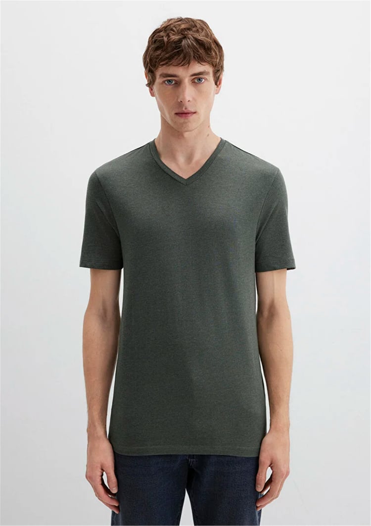 Mavi 061748-25752 V Yaka Orman Yeşili T-Shirt