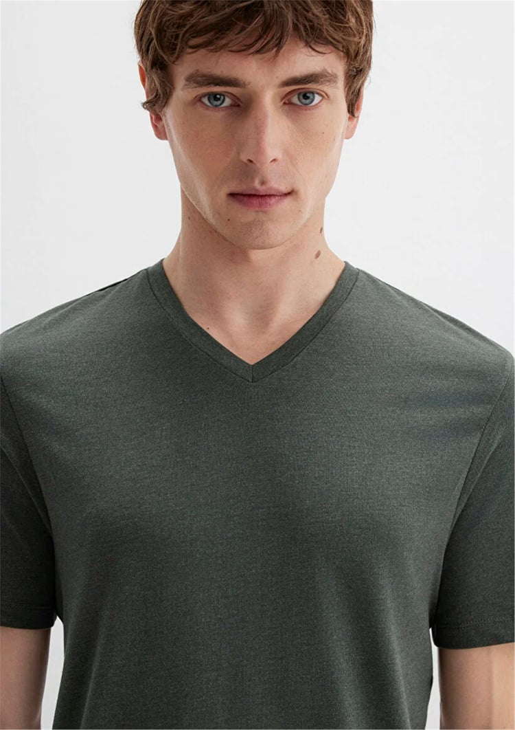 Mavi 061748-25752 V Yaka Orman Yeşili T-Shirt