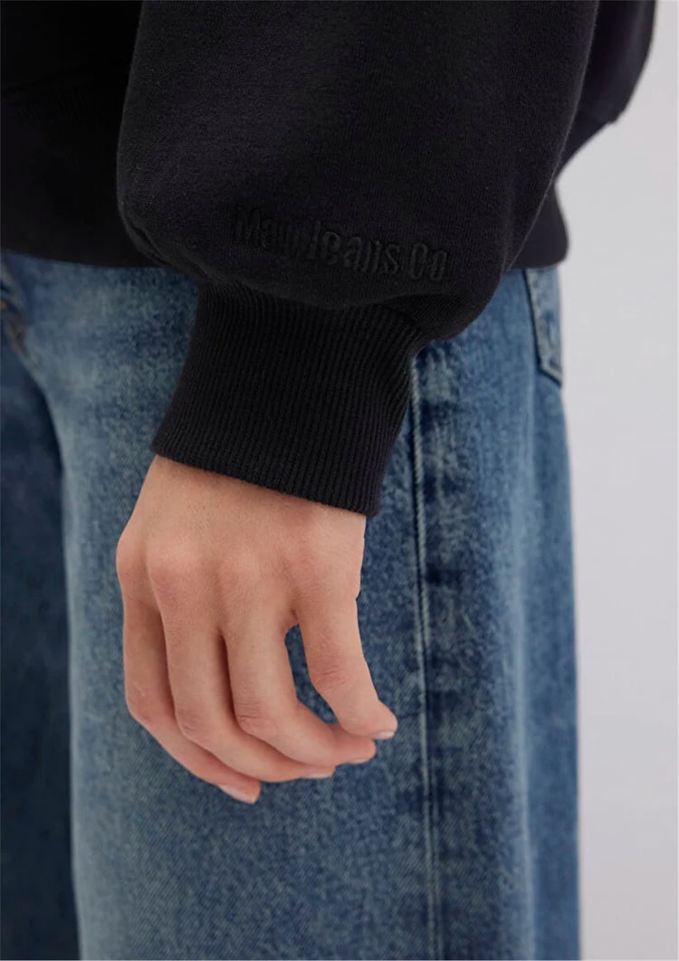 Mavı K25 M1610198-900 Sıyah Kadın Oversıze O Yaka Basıc Sweatshırt