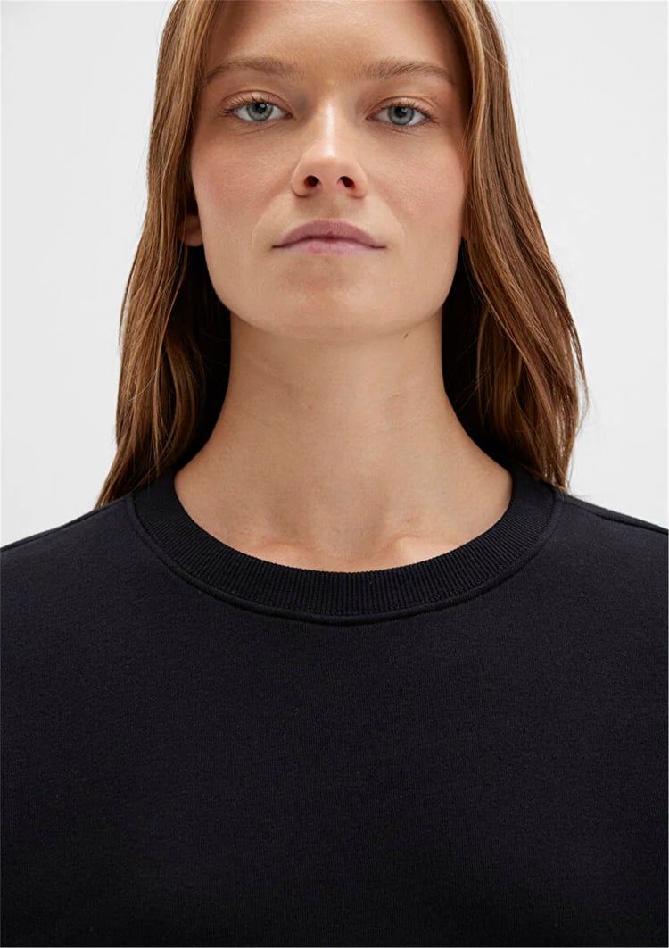 Mavı K25 M1610198-900 Sıyah Kadın Oversıze O Yaka Basıc Sweatshırt