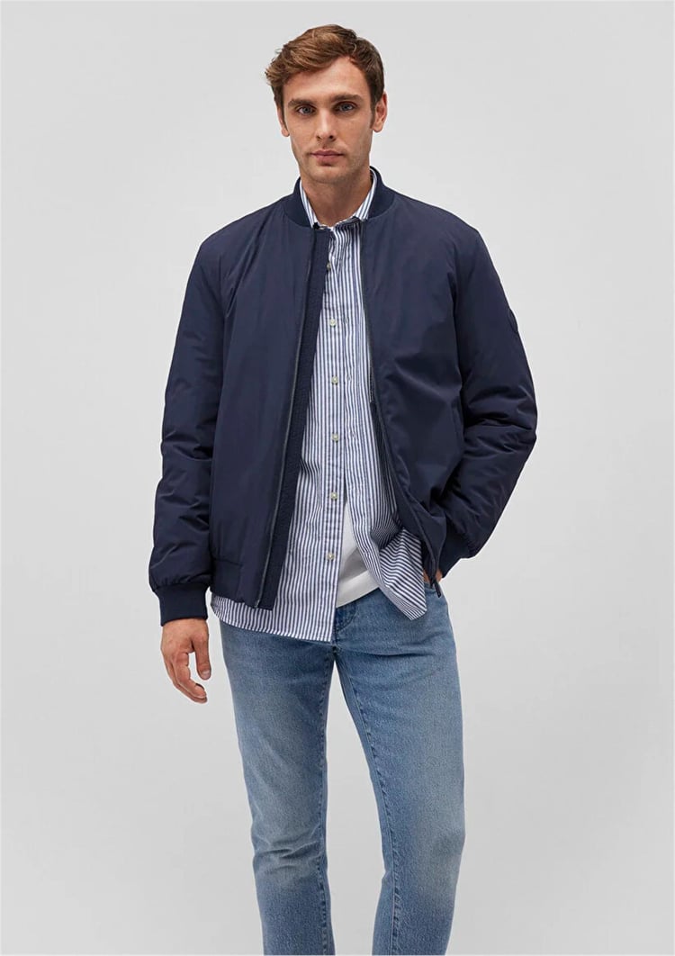 Mavı M0110210-70490 Gece Lacıvert Erkek Regular Bomber Mont