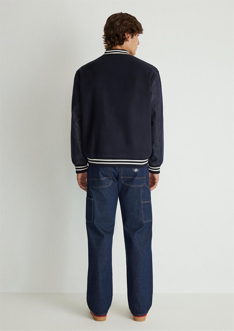Mavı M0110393-83699 Gokyuzu Lacıvert Erkek Loose M Baskılı Kolej Mont