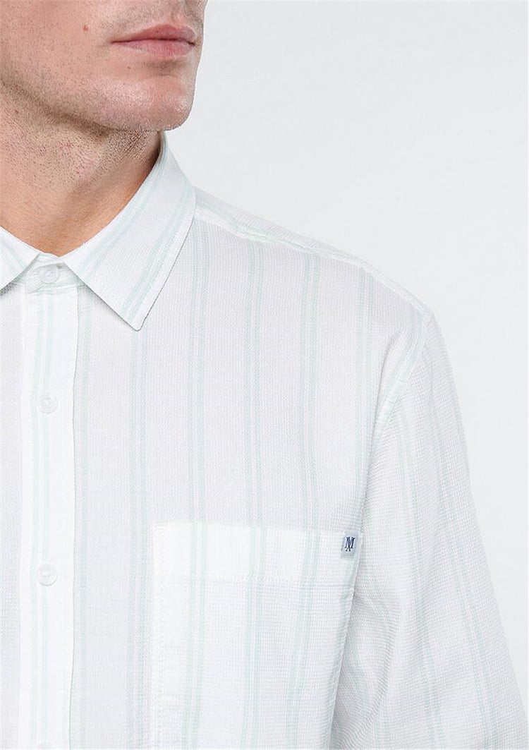 Mavi M0210634-71459 Soluk Turkuaz Erkek Slim Çizgili Uzun Kol Gömlek