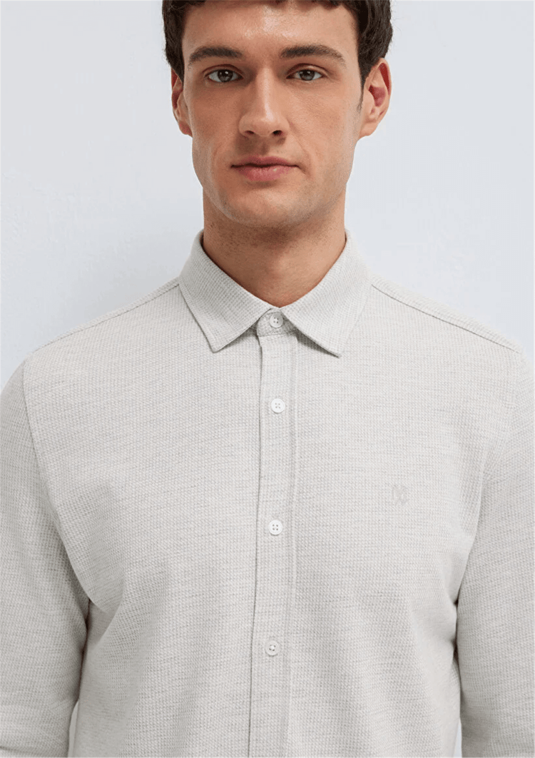 Mavı M0211856-82498 Kar Melanj Erkek Slım Uzun Kollu Duz Gomlek