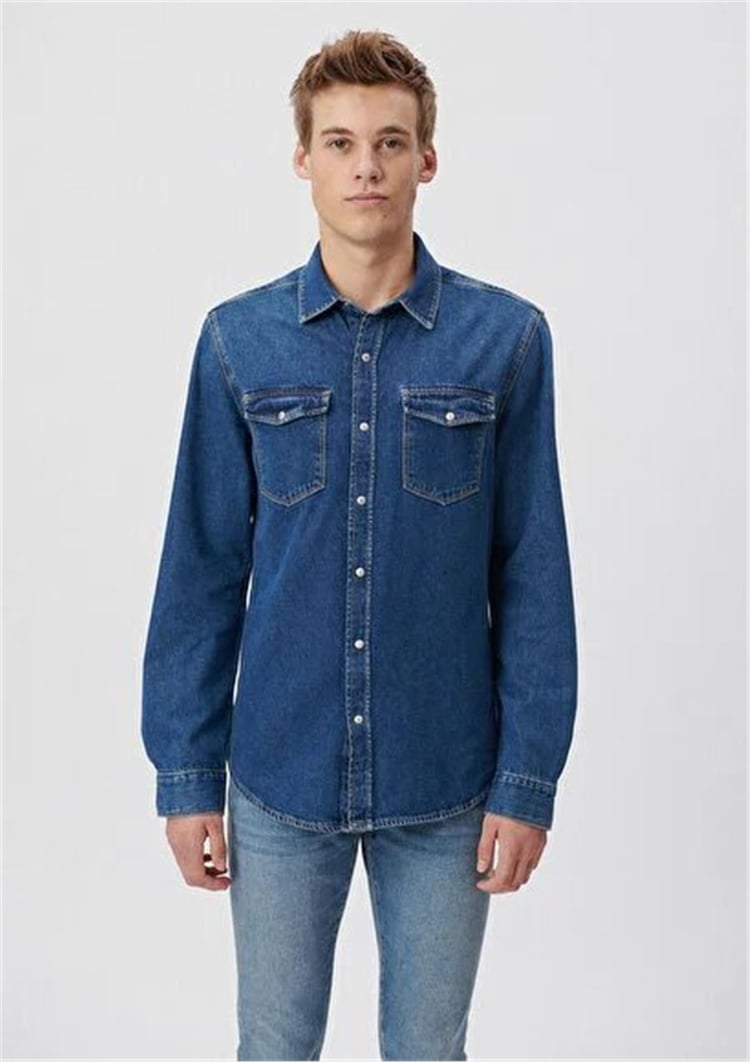 Mavi M0295785620 Rıo Dark Vıntage Denim Erkek Slim Fıt Denim Gomlek