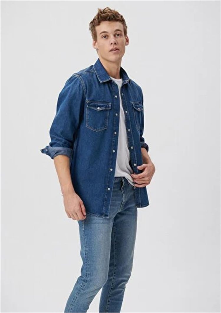 Mavi M0295785620 Rıo Dark Vıntage Denim Erkek Slim Fıt Denim Gomlek