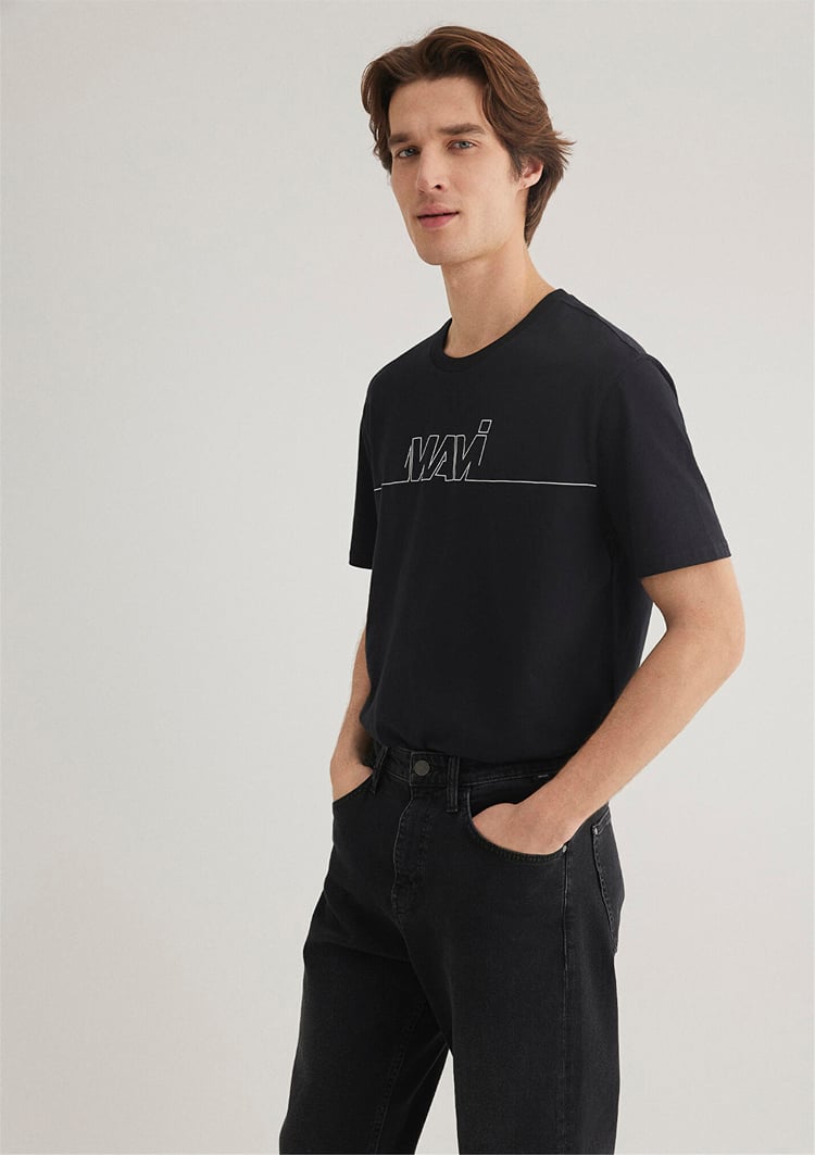 Mavi M0610254-900 Siyah Erkek Logo Baskılı T-Shirt