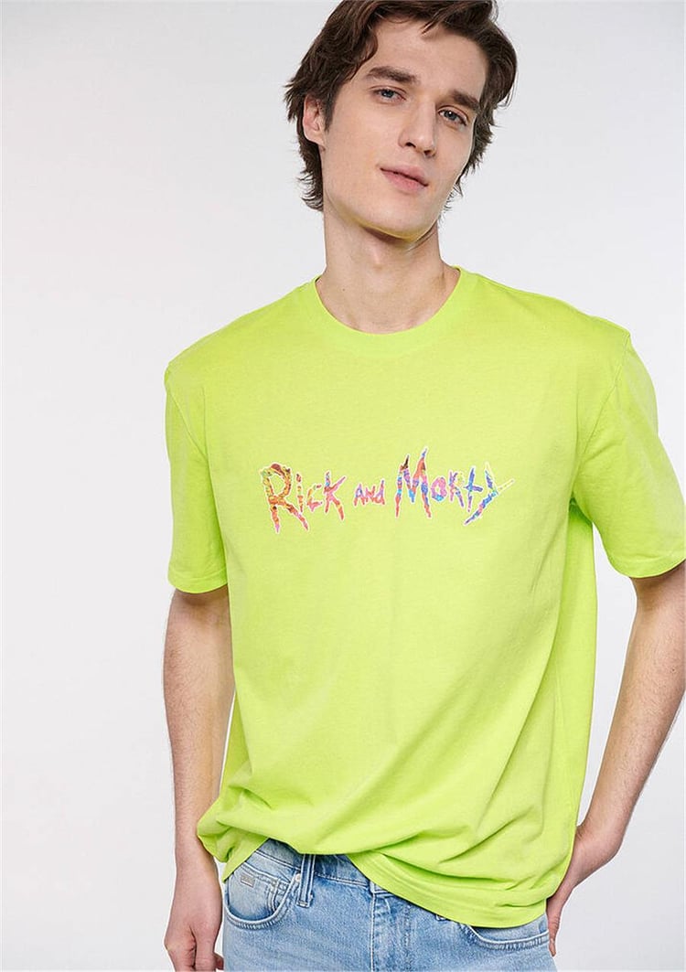 Mavi M0610487-71532 Yaz Yeşili Erkek Rick And Morty Baskılı T-Shirt