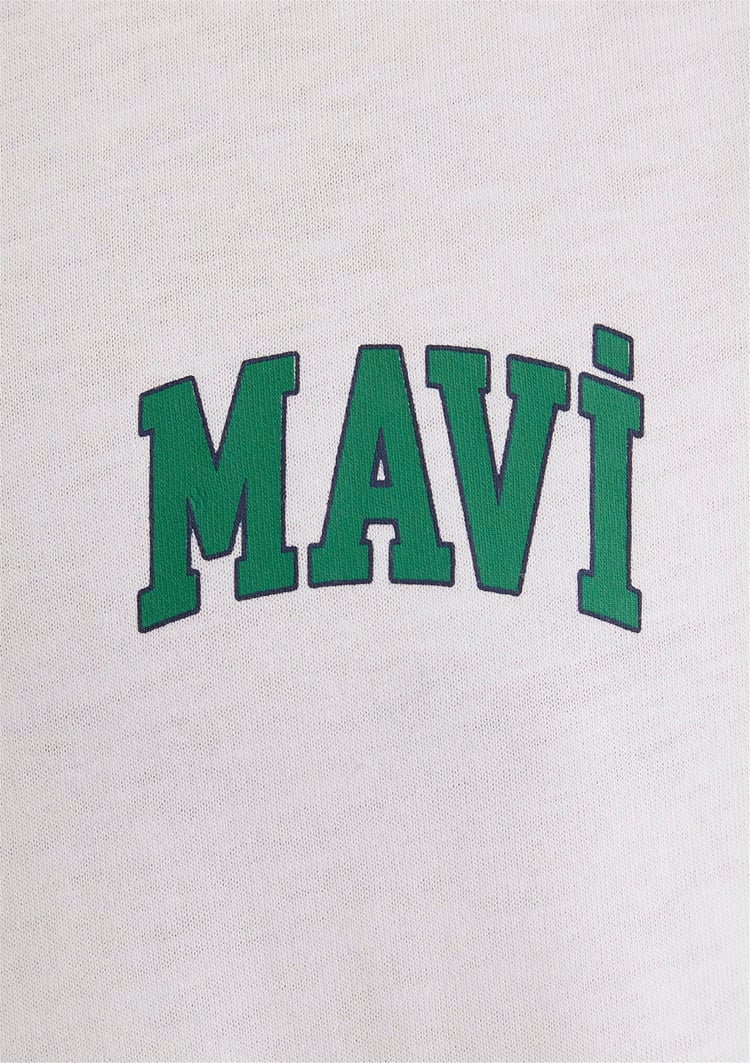 Mavi M0611714-620 Beyaz Erkek Regular Mavi Logo T-Shirt