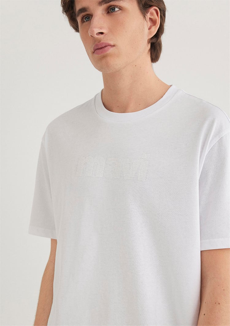 Mavi M0611807-620 Beyaz Erkek Loose Mavi Logo T-Shirt
