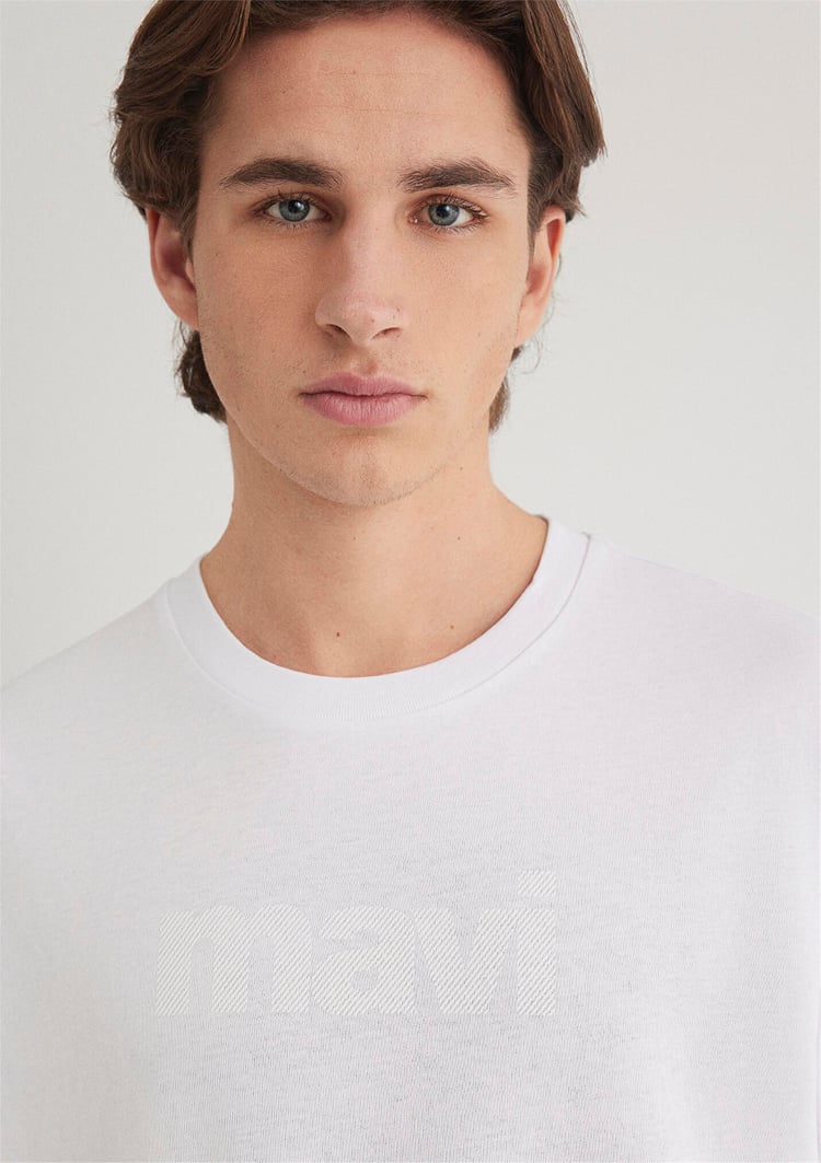 Mavi M0611807-620 Beyaz Erkek Loose Mavi Logo T-Shirt