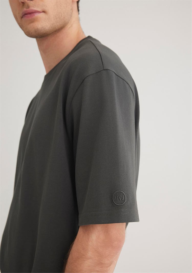 Mavı M0611924-70092 Pırate Black Erkek Loose Basıc Bısıklet Yaka T-Shırt