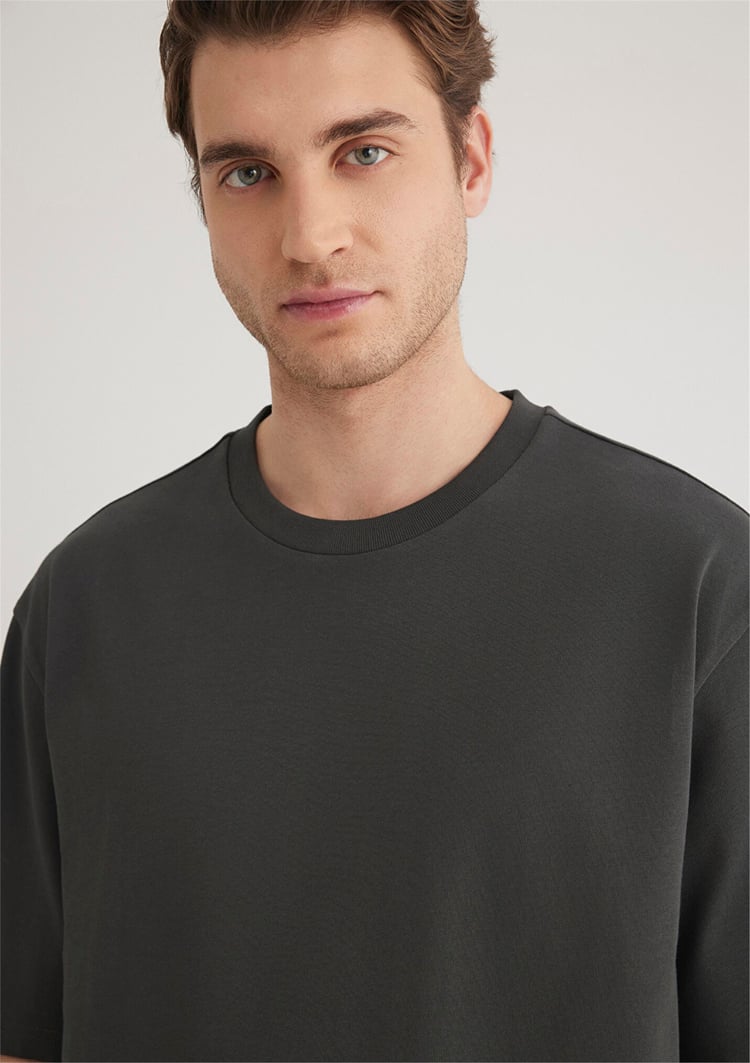 Mavı M0611924-70092 Pırate Black Erkek Loose Basıc Bısıklet Yaka T-Shırt