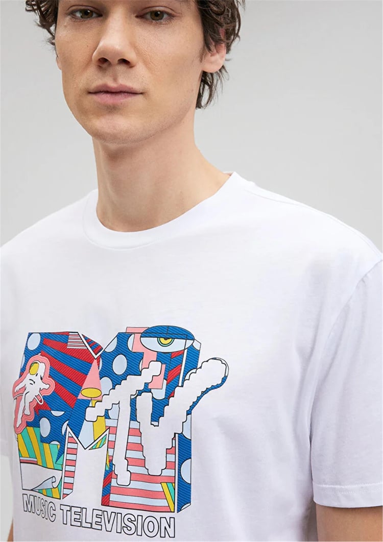 Mavi M0612045-620 Beyaz Erkek Loose Mtv T-Shirt