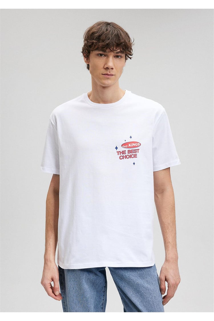 Mavi M0612073-620 Beyaz Erkek Loose The Beşt Choıce T-Shirt