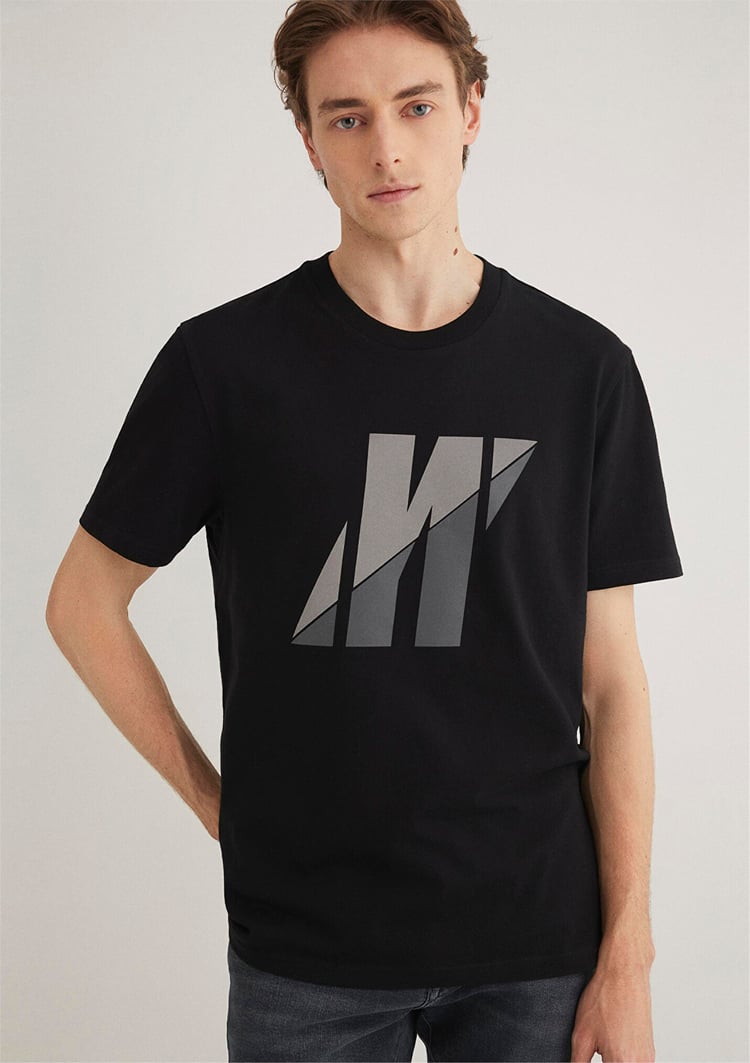 Mavı M0612174-900 Sıyah Erkek Regular Pro Logo Baskılı T-Shırt