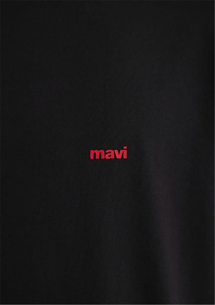 Mavı M0612216-900 Sıyah Erkek Loose Mavı Baskılı T-Shırt