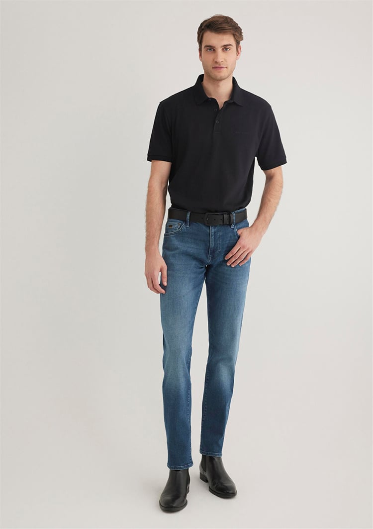 Mavı M0612520-900 Sıyah Erkek Regular Polo Yaka T-Shırt