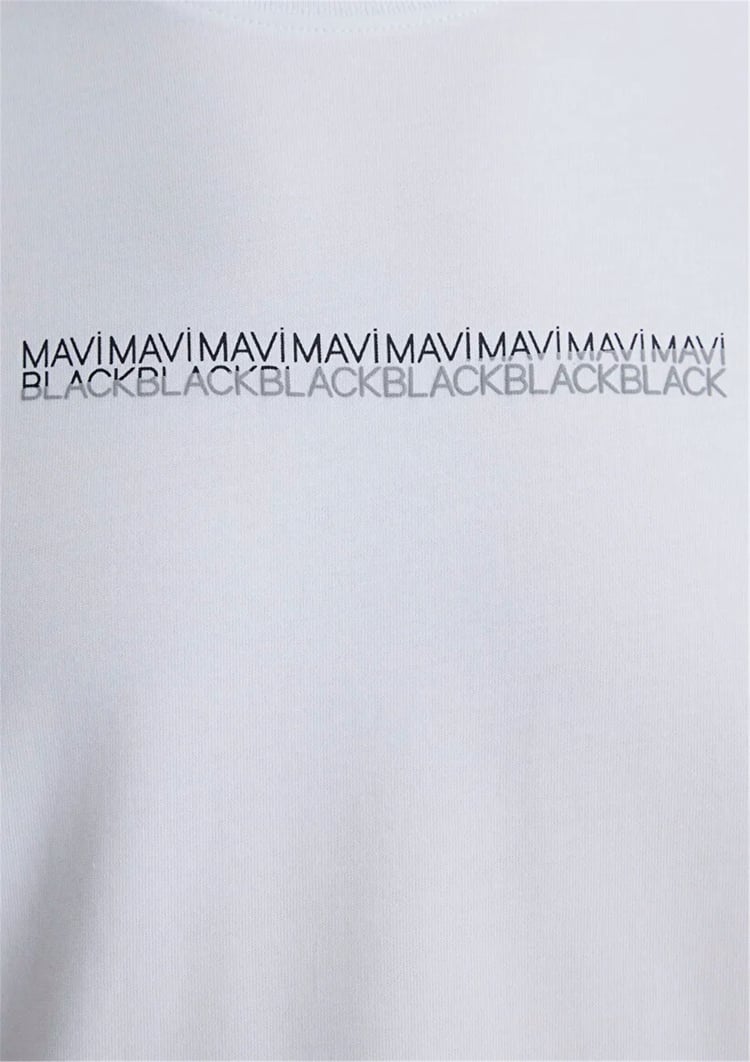 Mavı M0612647-620 Beyaz Erkek Regular Kısa Kollu Baskılı T-Shırt