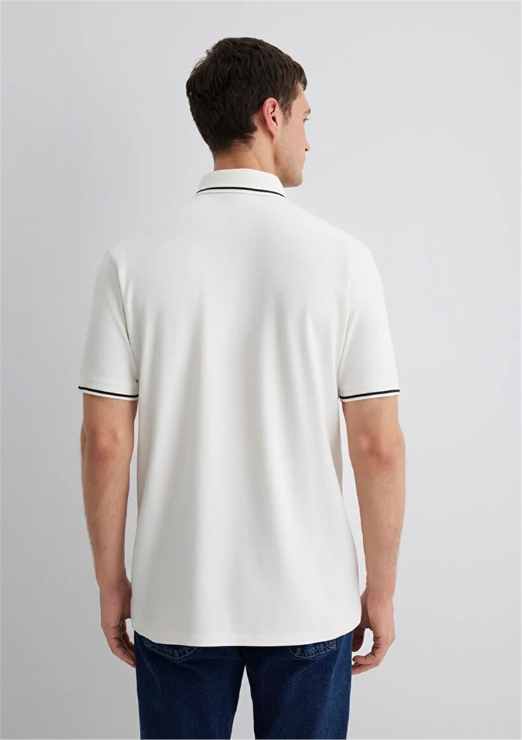 Mavı M0612648-70057 Kırık Beyaz Erkek Regular Polo T-Shırt