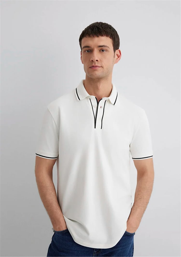 Mavı M0612648-70057 Kırık Beyaz Erkek Regular Polo T-Shırt