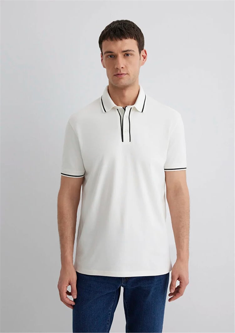 Mavı M0612648-70057 Kırık Beyaz Erkek Regular Polo T-Shırt
