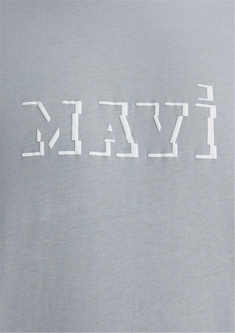 Mavı M0612686-70093 Mıneral Grı Erkek Regular Mavı Logo Baskılı T-Shırt