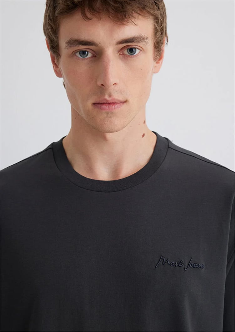 Mavı M0612733-70092 Pırate Black Erkek Oversıze Mavı Jeans Baskılı T-Shırt