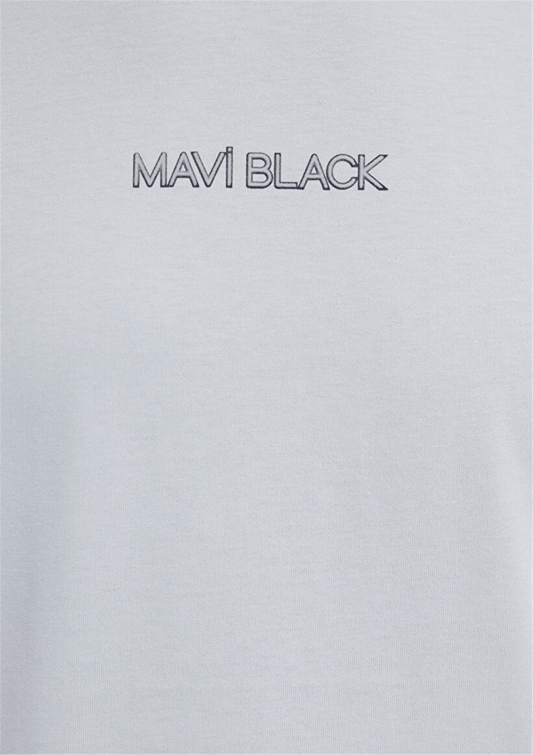 Mavı M0613135-70802 Pearl Blue Erkek Regular Mavı Black Baskılı T-Shırt