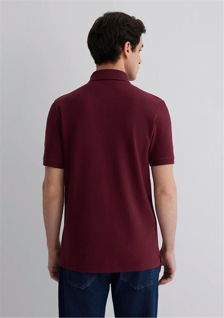 Mavı M063247-70394 Koyu Sarap Erkek Slım Polo Yaka T-Shırt